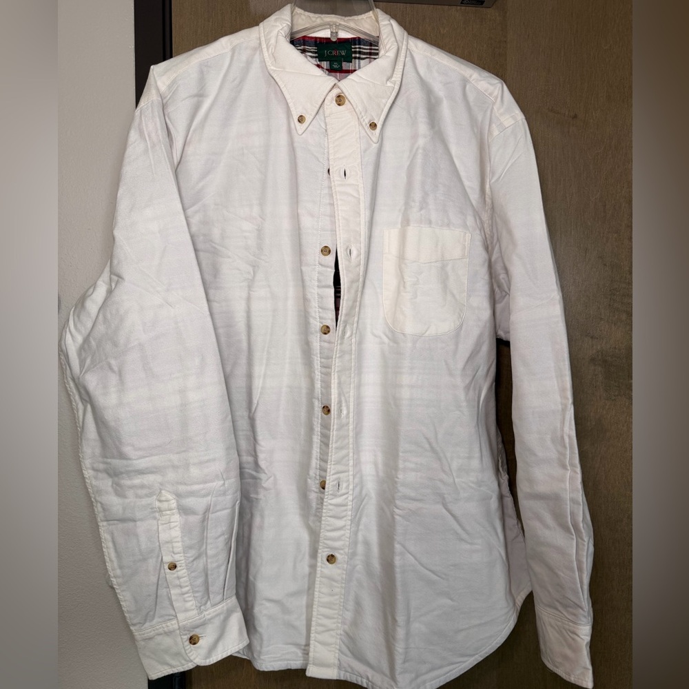 J. Crew White and Plaid Button Down Shirt